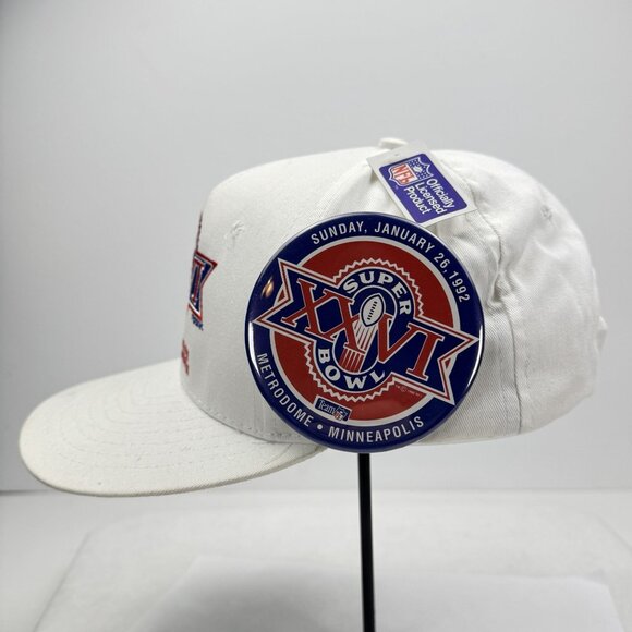 Vintage 1992 Super Bowl XXVI Snapback Hat White Adjustable NFL Team Cap with Pin - Picture 2 of 13
